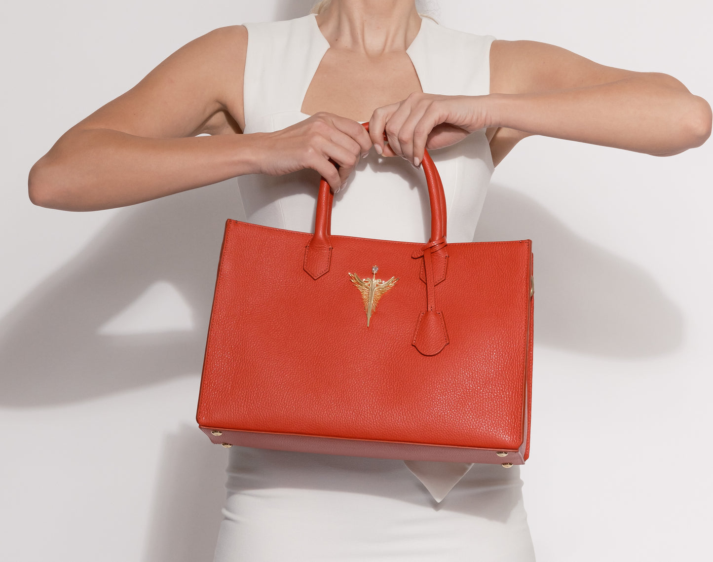 red michael genuine leather women's tote bag model