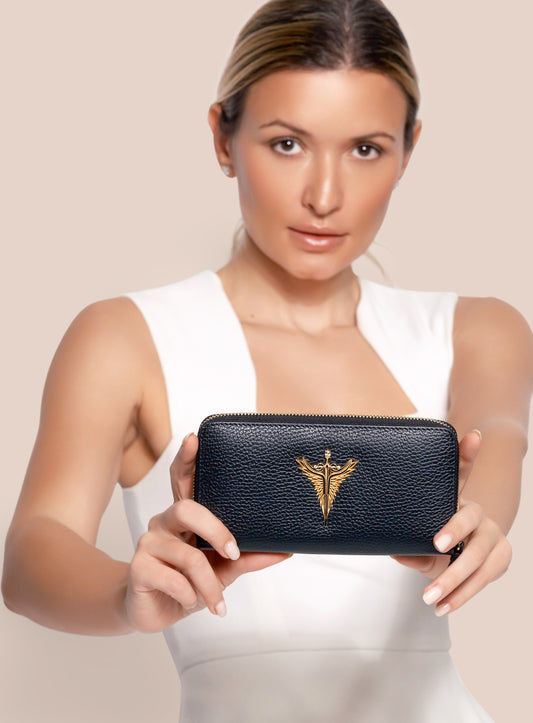 Michael black genuine leather women's wallet