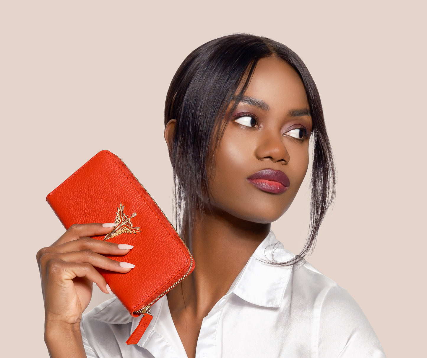 Michael red genuine leather women's wallet