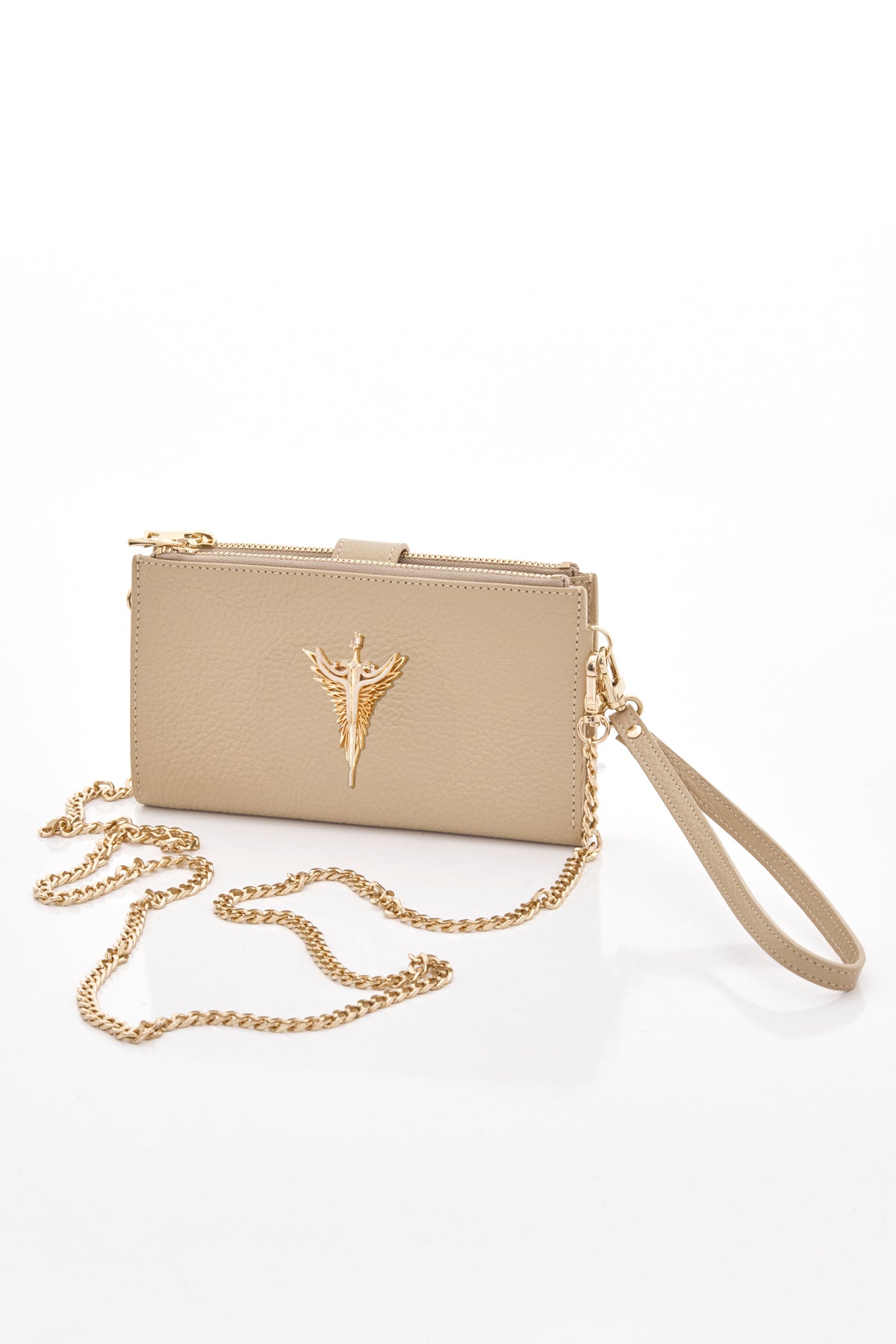 sand beige Michael genuine leather women's crossbody bag front