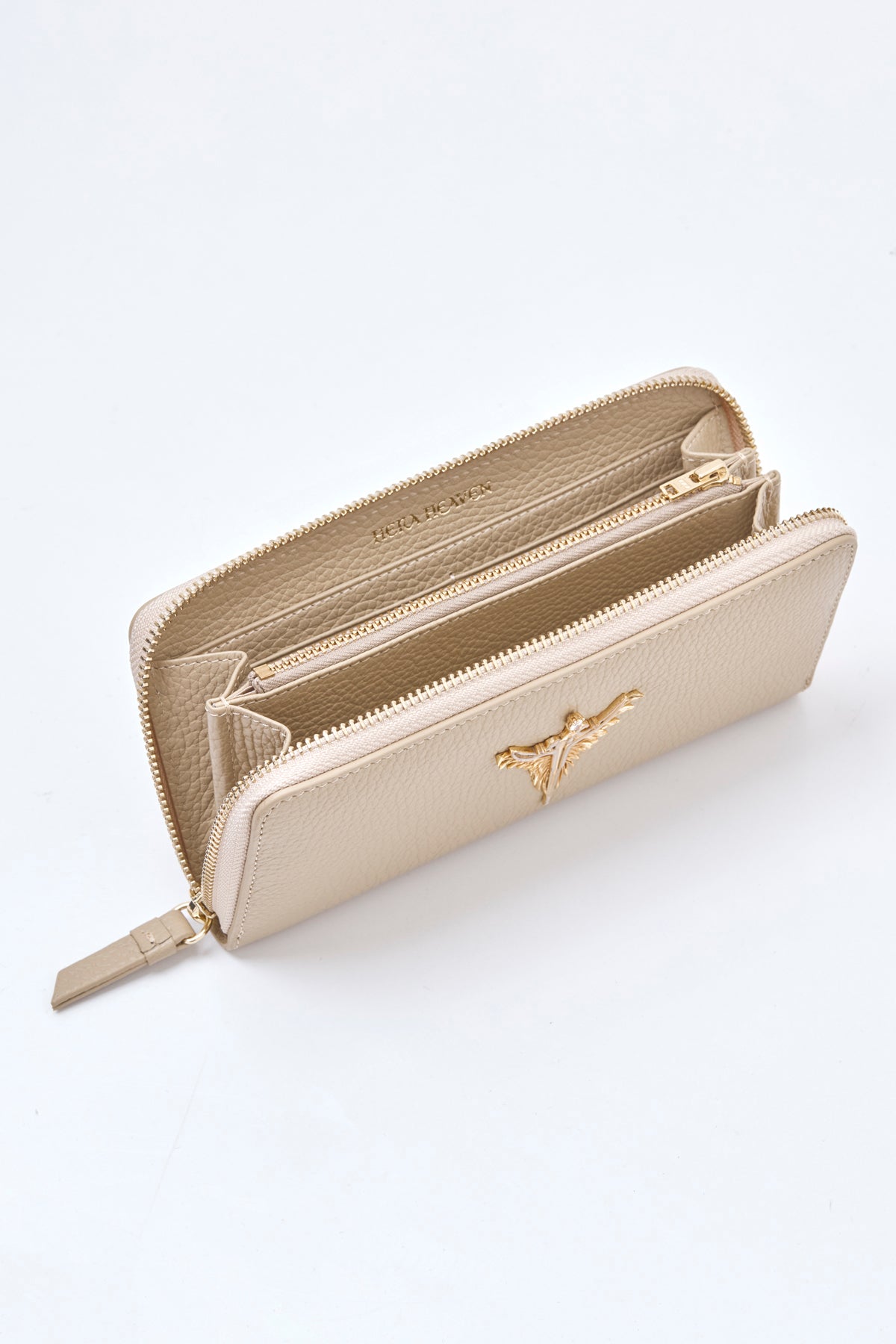 beige sand michael genuine leather women's wallet inside