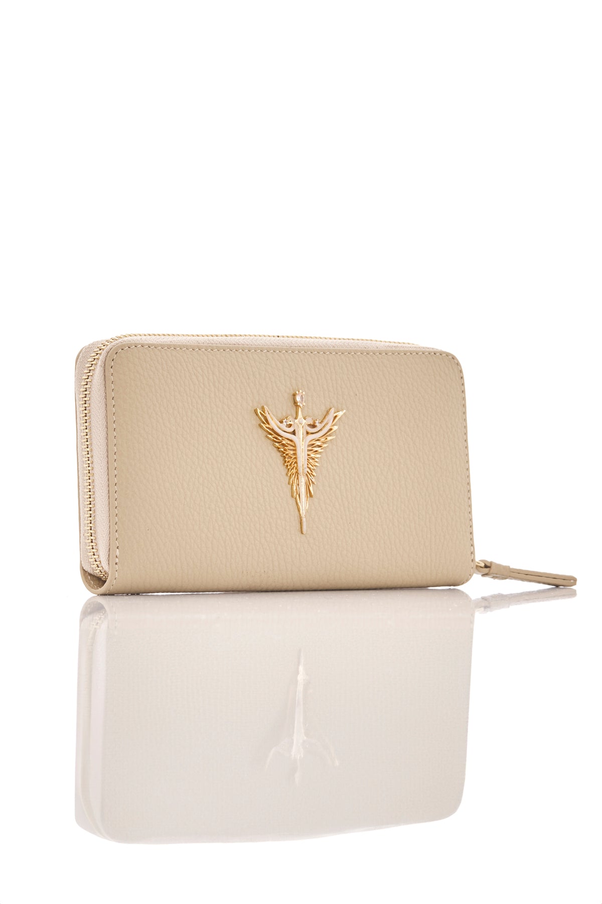 beige sand michael genuine leather women's wallet side