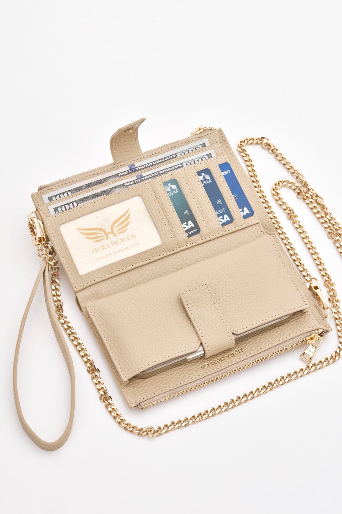 sand beige Michael genuine leather women's crossbody bag inside