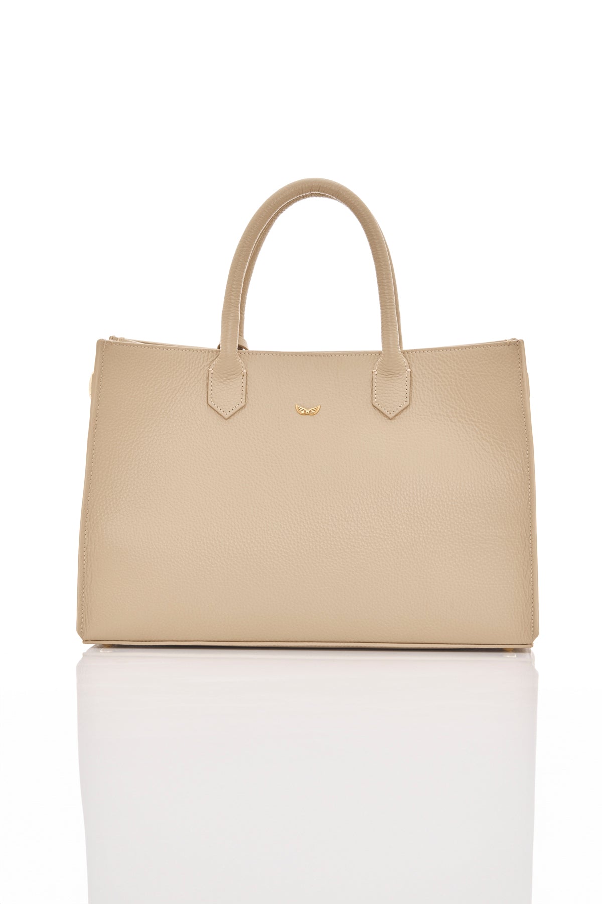 sand beige michael genuine leather women's tote bag back