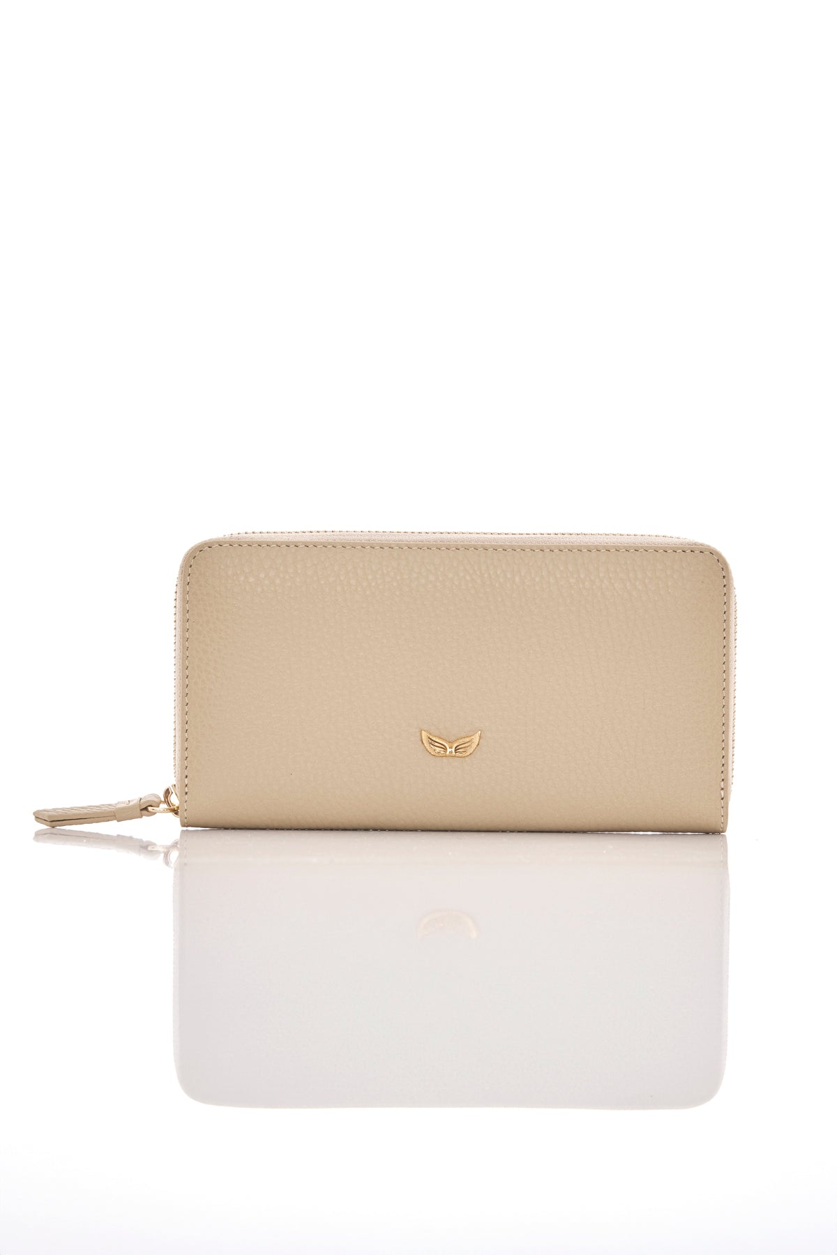 beige sand michael genuine leather women's wallet back