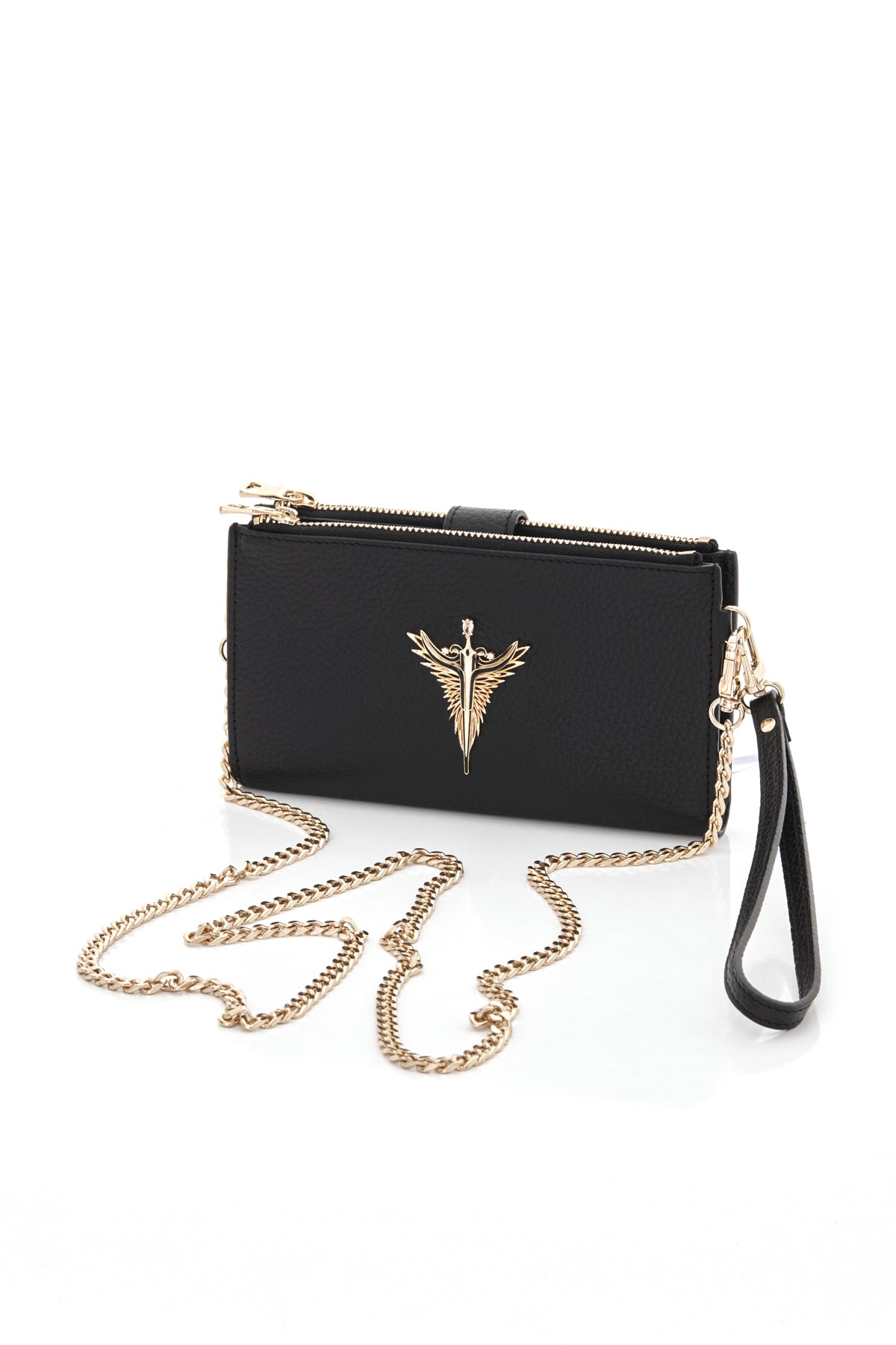 black Michael genuine leather women's crossbody bag front