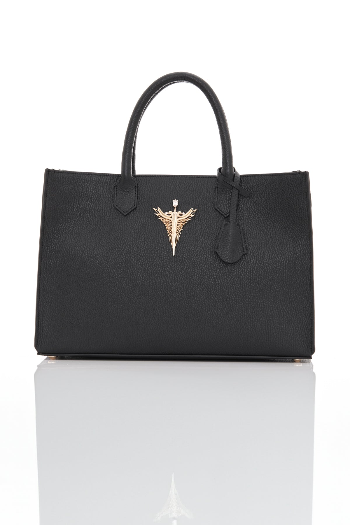 black michael genuine leather women's tote bag front