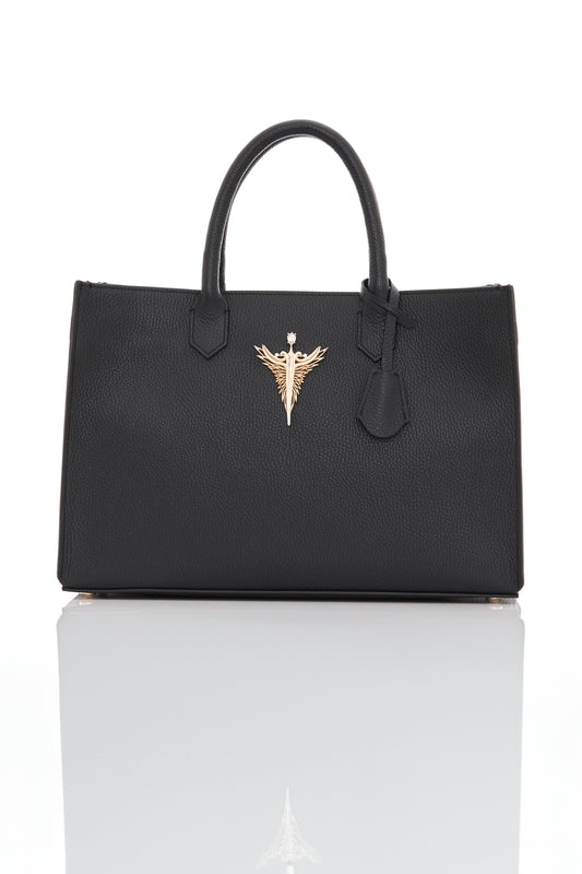 black michael genuine leather women's tote bag front