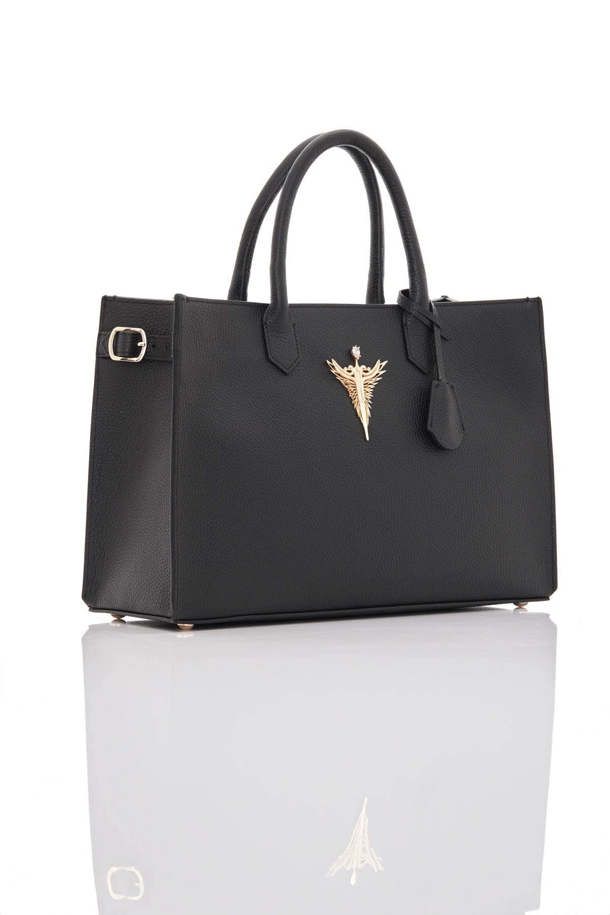 black michael genuine leather women's tote bag side