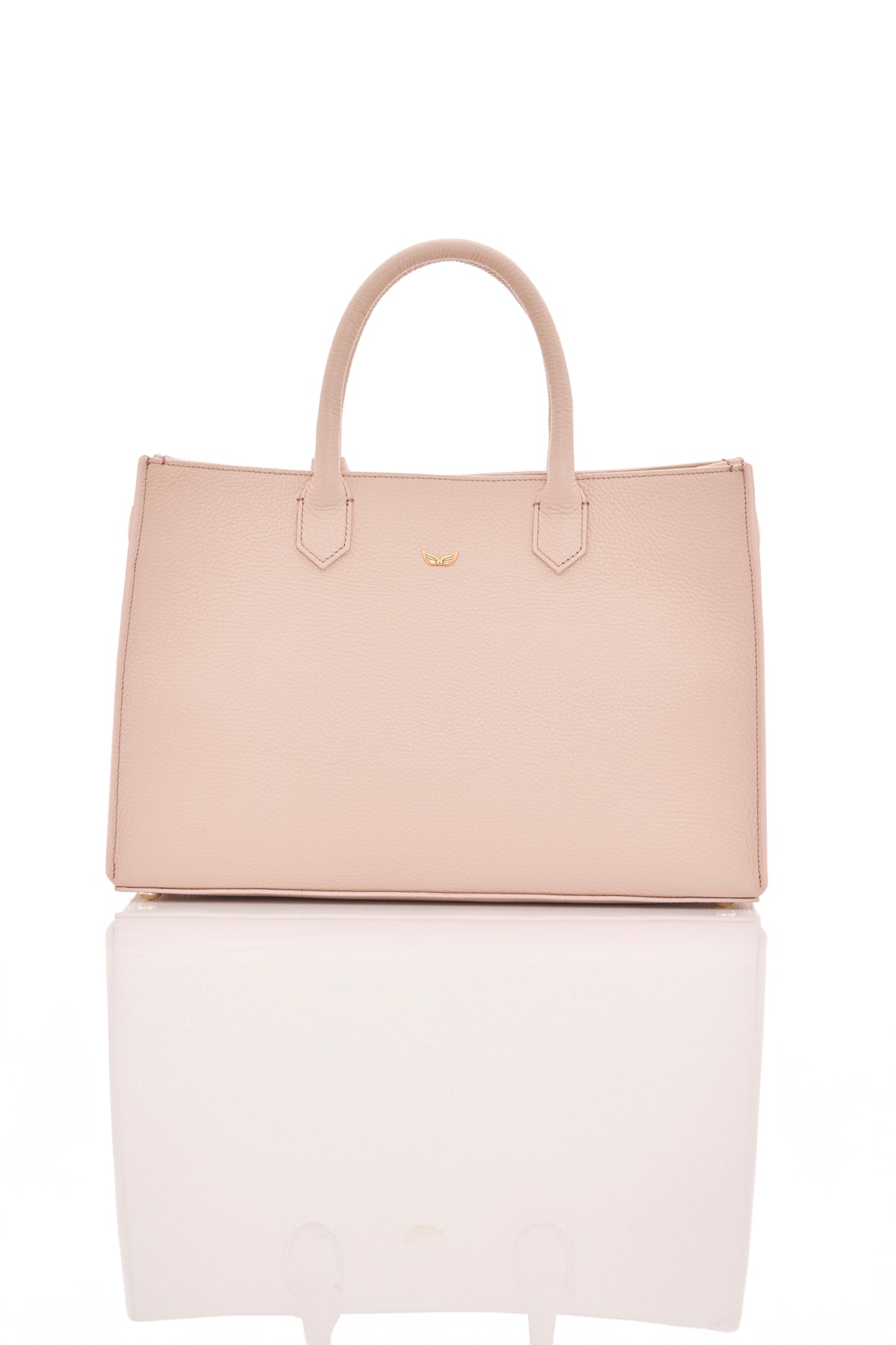 nude blush ouroboros genuine leather women's tote bag back