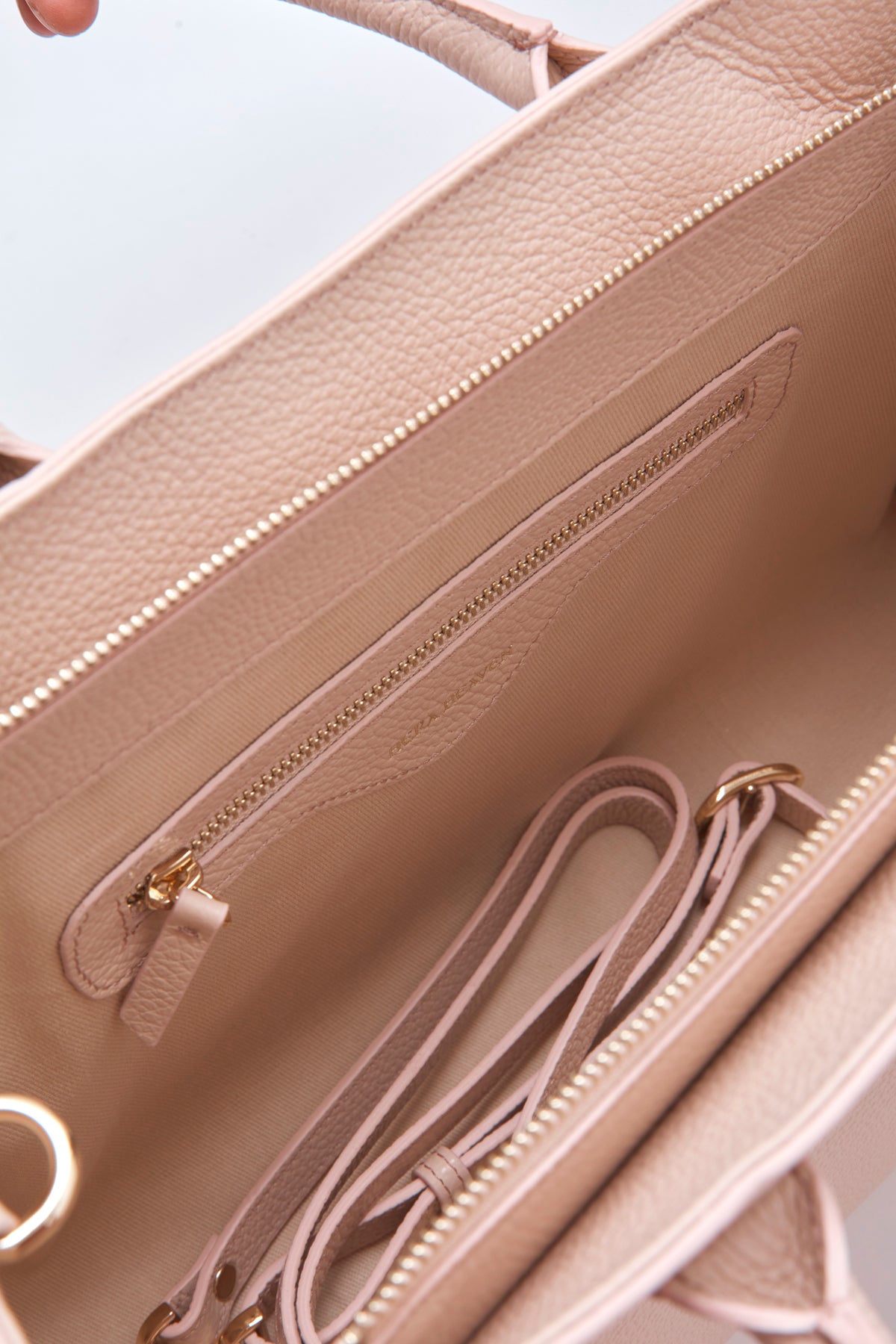 blush nude michael genuine leather women's tote bag inside