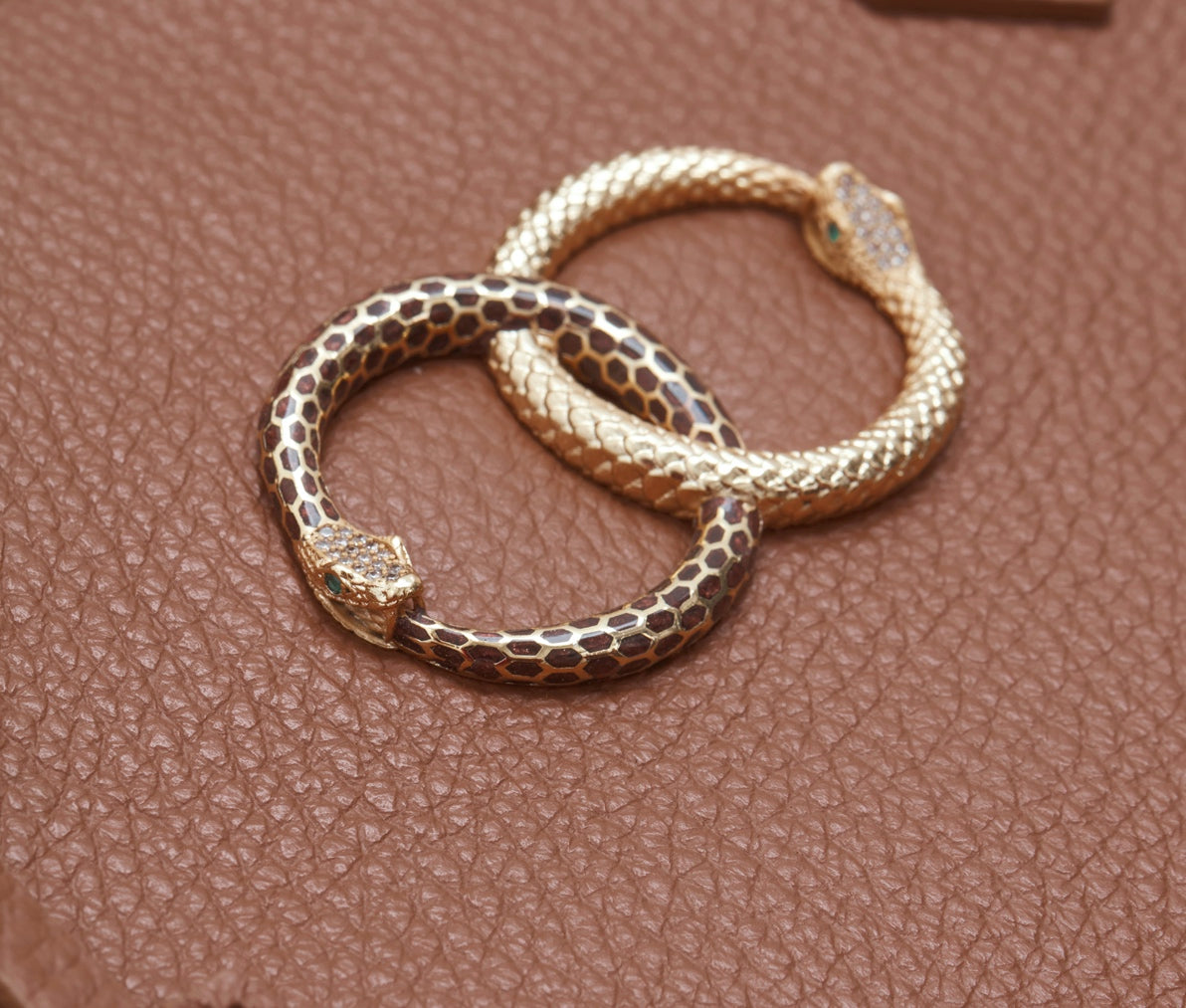 caramel brown ouroboros genuine leather women's crossbody bag jewelry