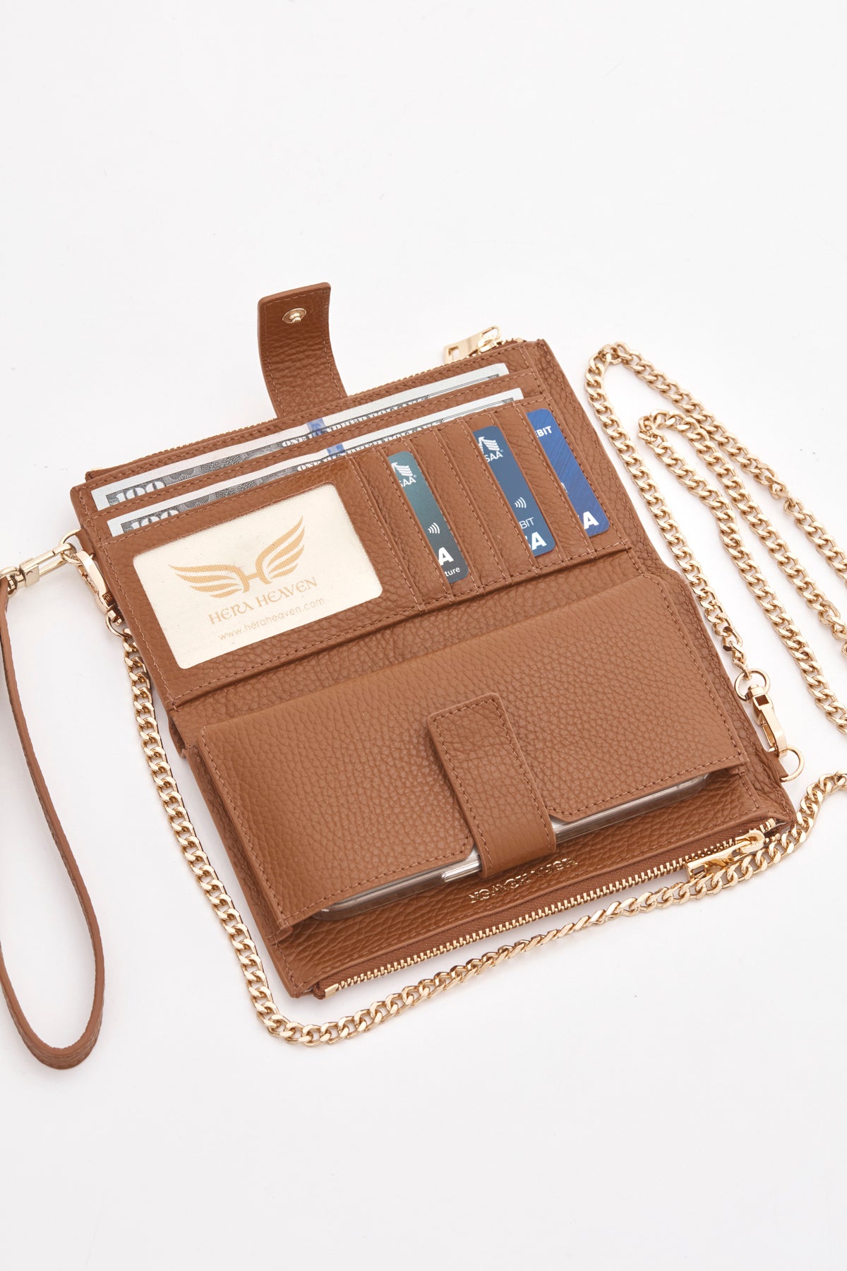 caramel brown ouroboros genuine leather women's crossbody bag inside