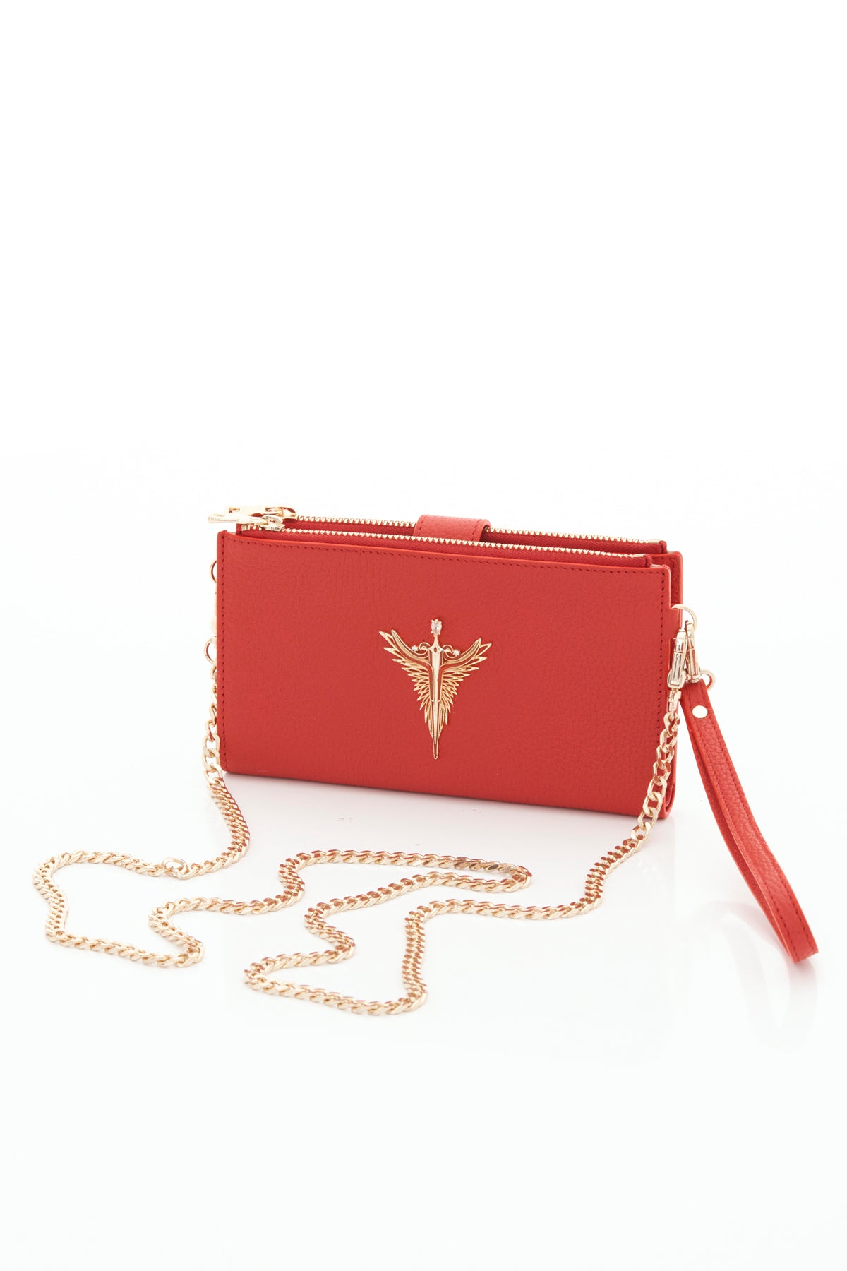 red Michael genuine leather women's crossbody bag front