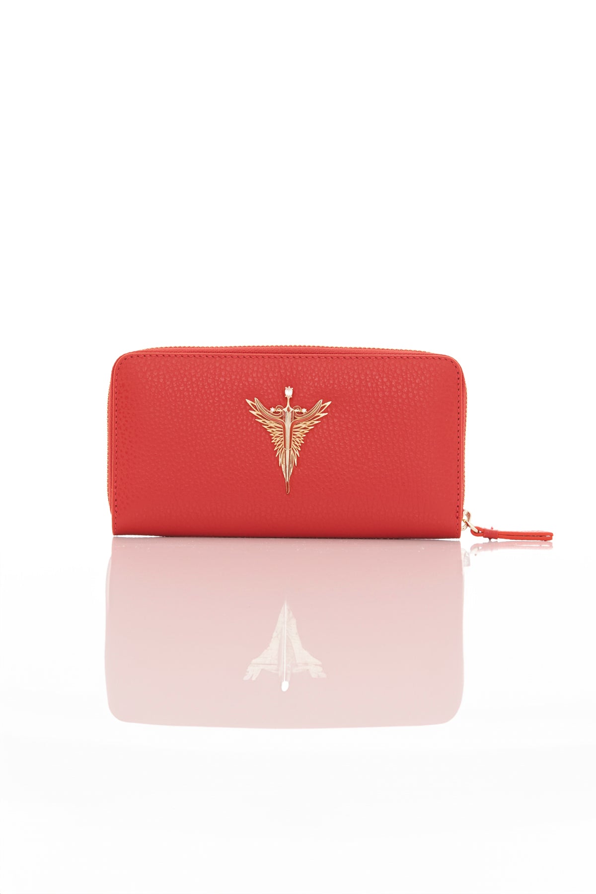 red michael genuine leather women's wallet front