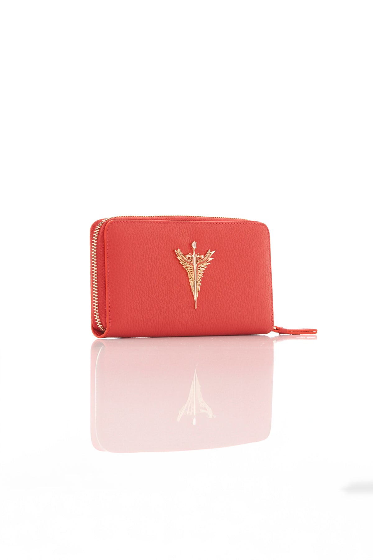 red michael genuine leather women's wallet side