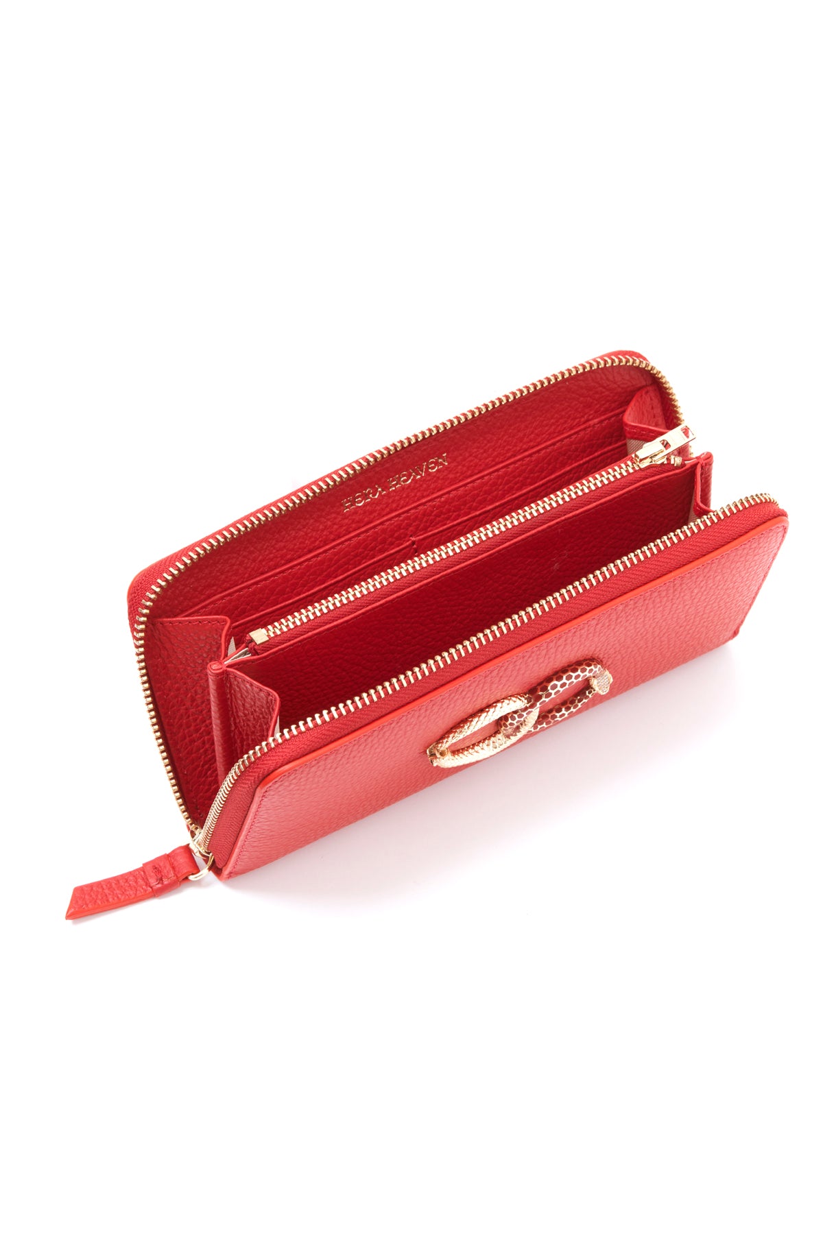 red ouroboros genuine leather women's wallet inside