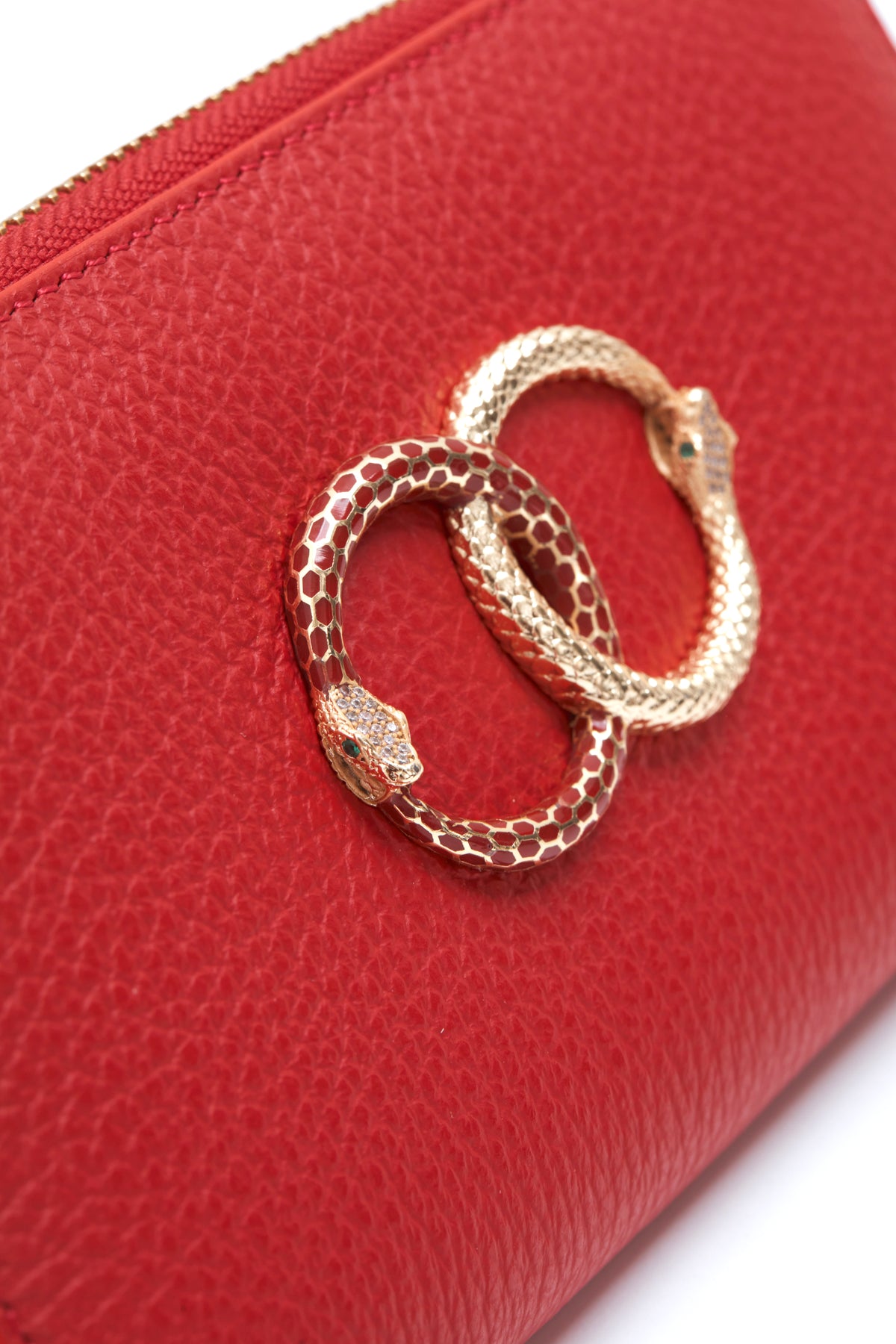 red ouroboros genuine leather women's wallet jewelry