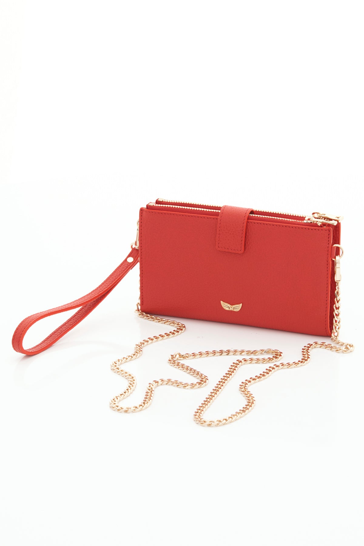 red Michael genuine leather women's crossbody bag back