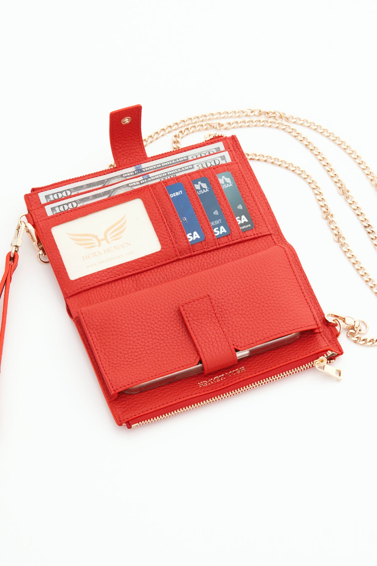 red Michael genuine leather women's crossbody bag inside