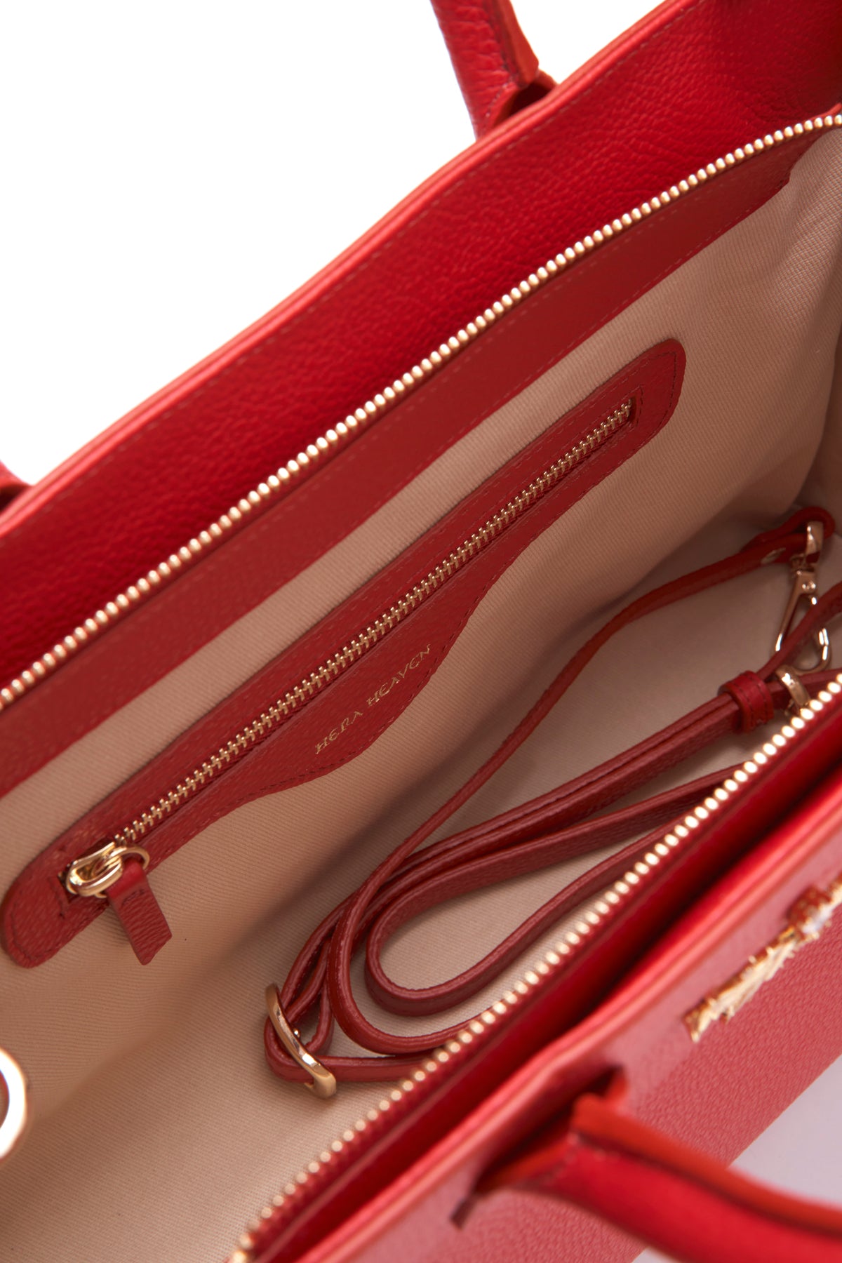 red michael genuine leather women's tote bag inside