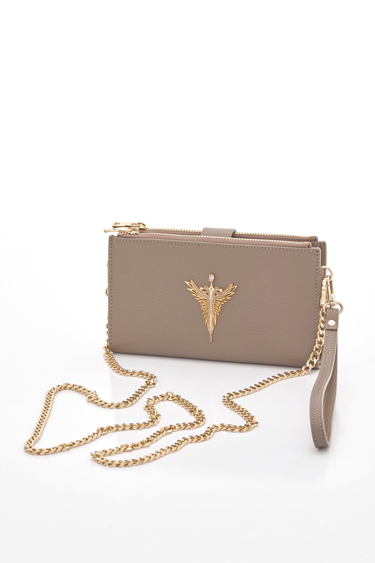 taupe Michael genuine leather women's crossbody bag front