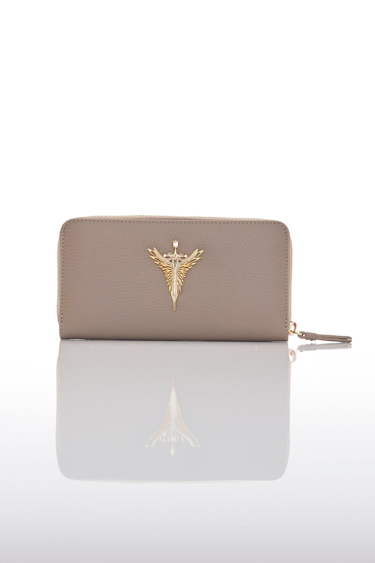 taupe michael genuine leather women's wallet front