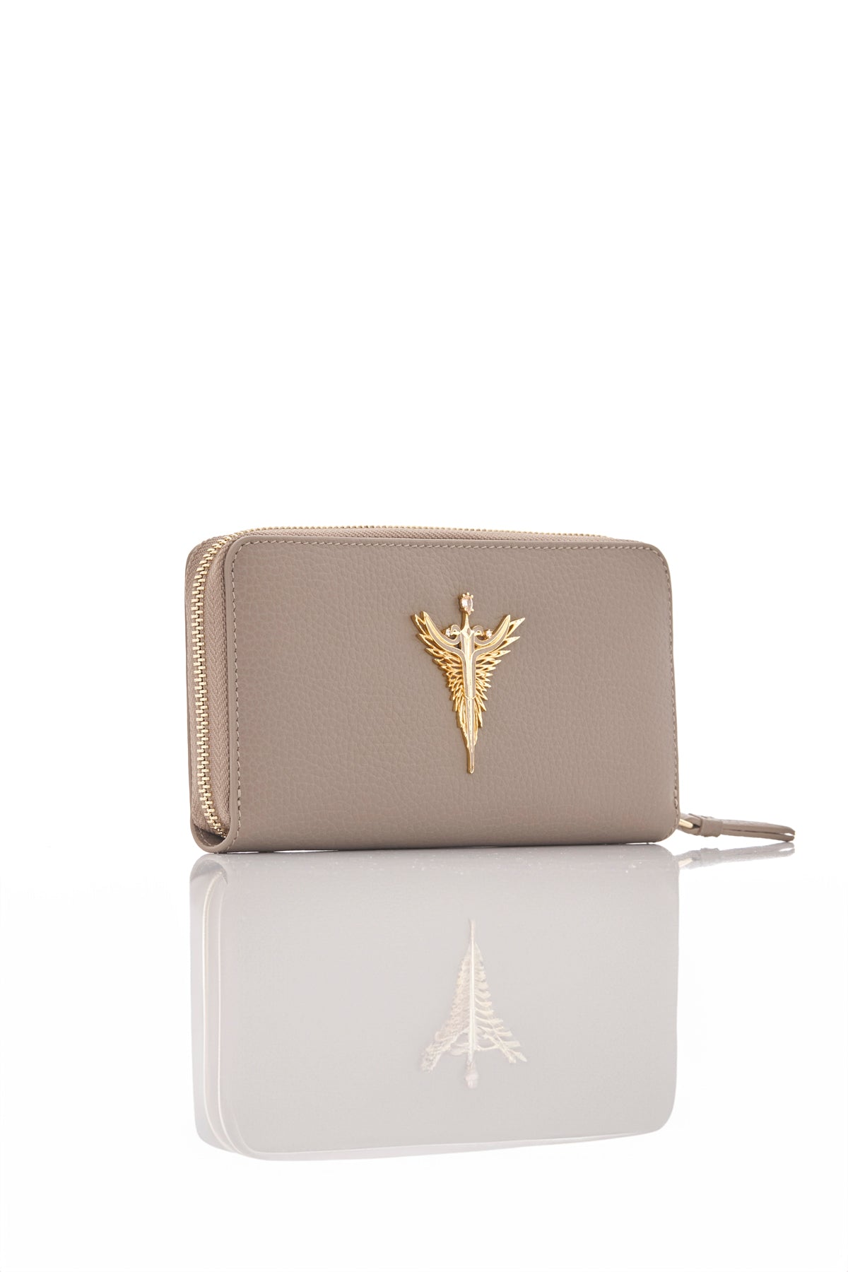 taupe michael genuine leather women's wallet side