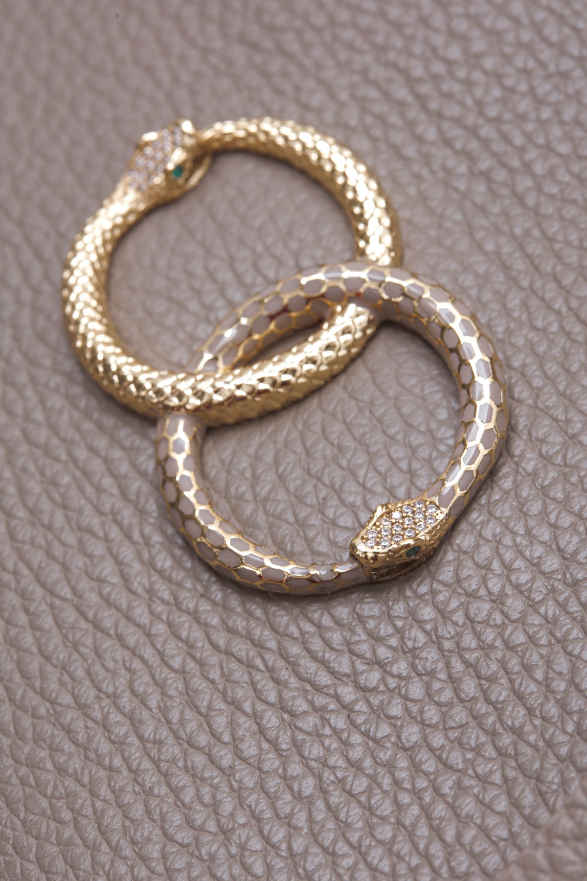 taupe ouroboros genuine leather women's wallet jewelry
