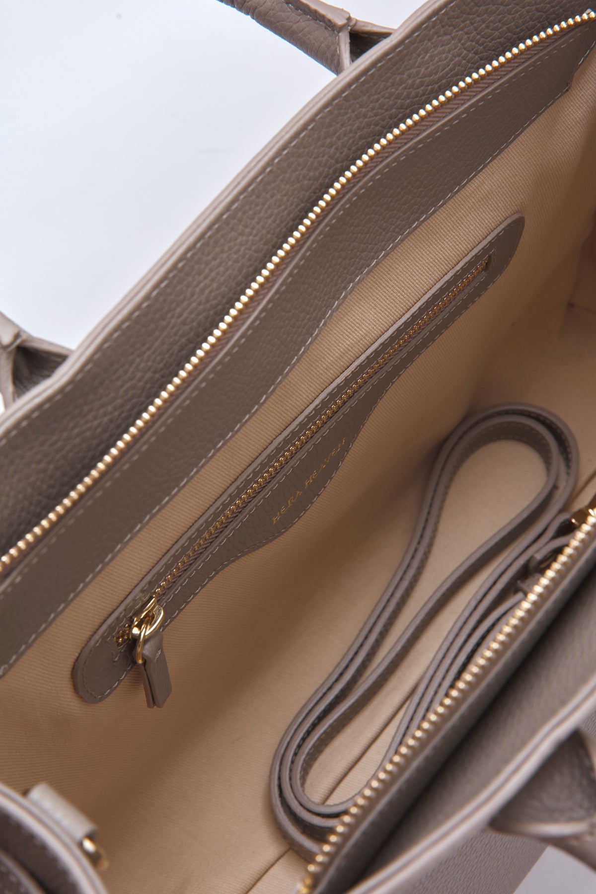 taupe michael genuine leather women's tote bag inside
