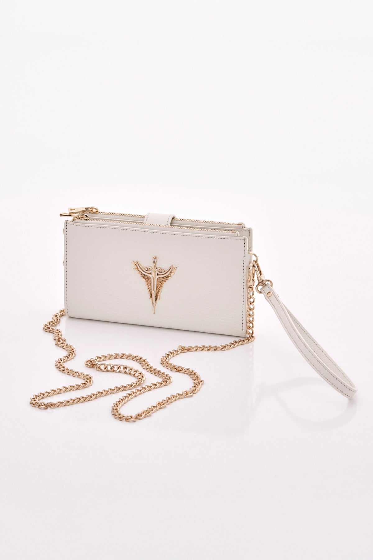 white Michael genuine leather women's crossbody bag front