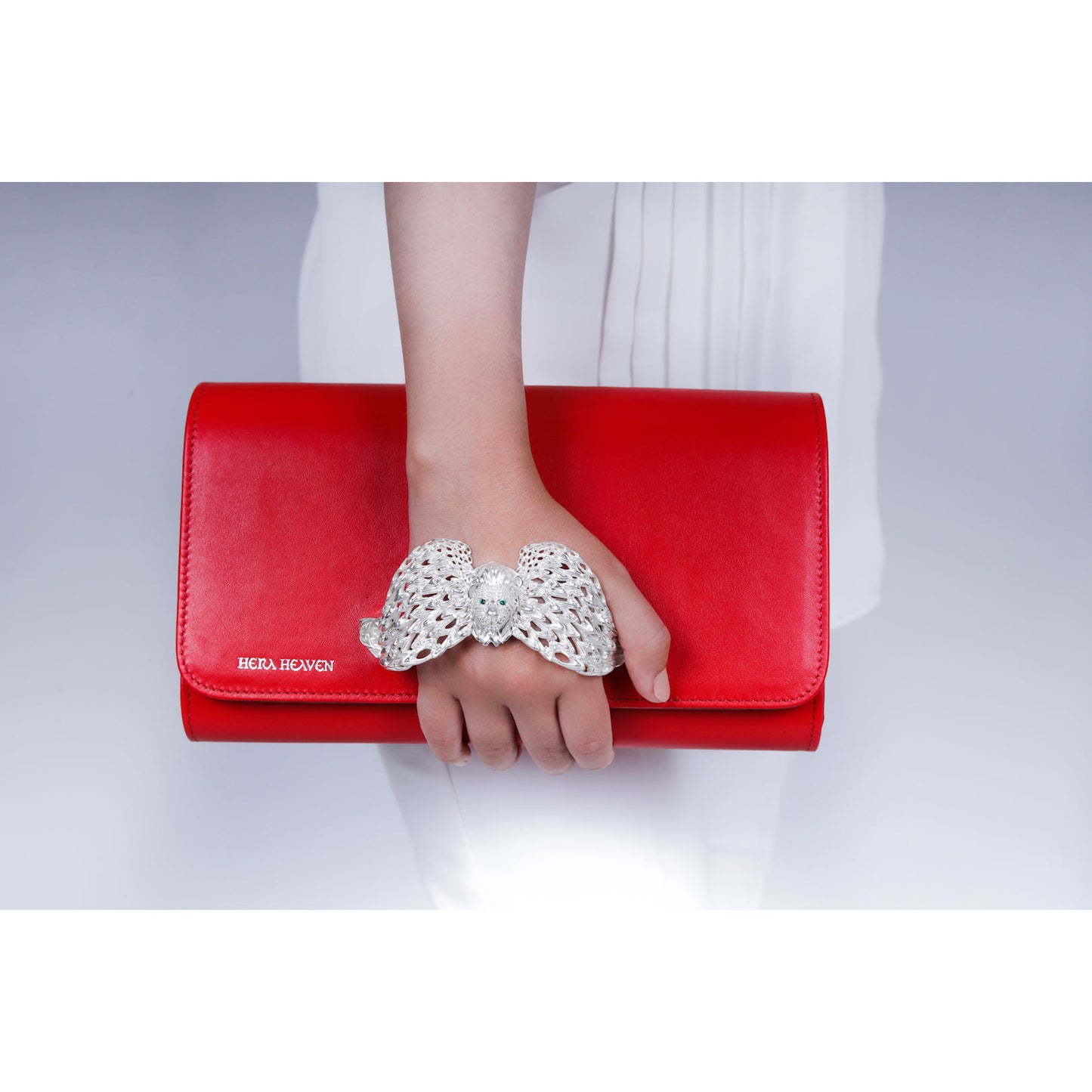 Red Ariel genuine leather women's clutch bag model 1