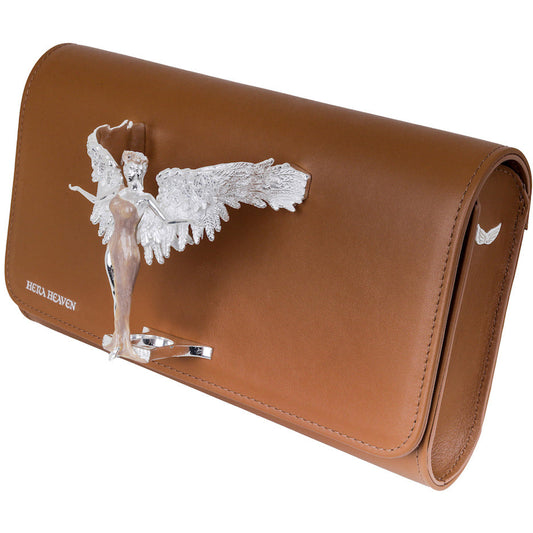 Brown Hera genuine leather women's clutch bag side