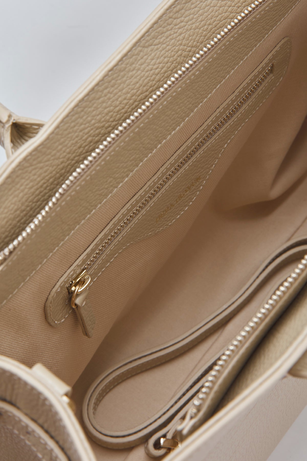 sand beige michael genuine leather women's tote bag inside