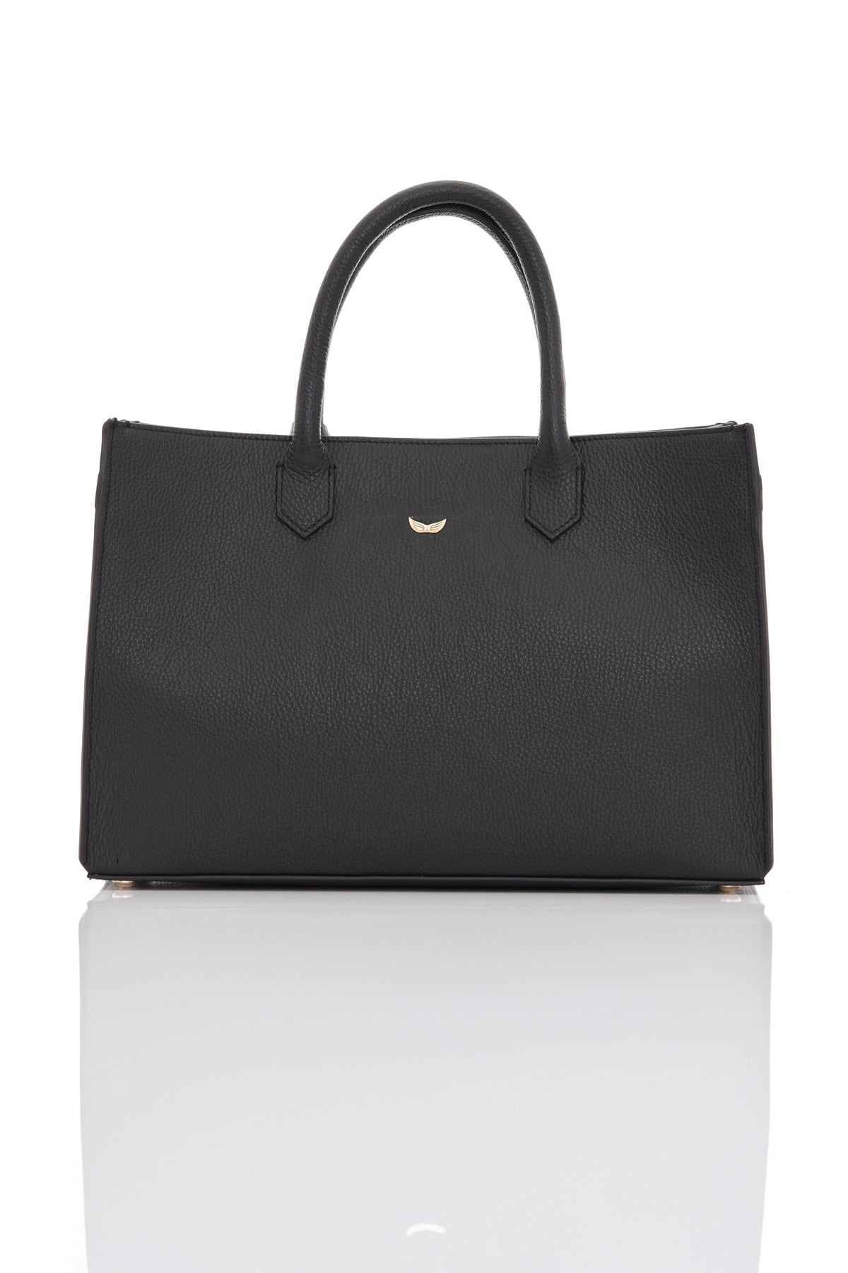 black ouroboros genuine leather women's tote bag back