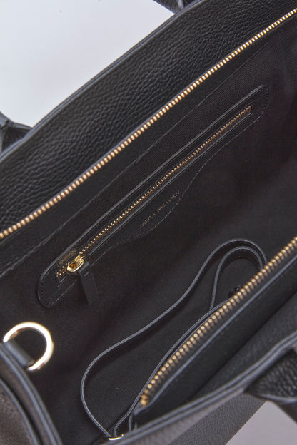 black ouroboros genuine leather women's tote bag inside