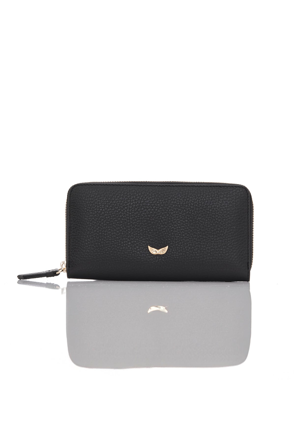black ouroboros genuine leather women's wallet back