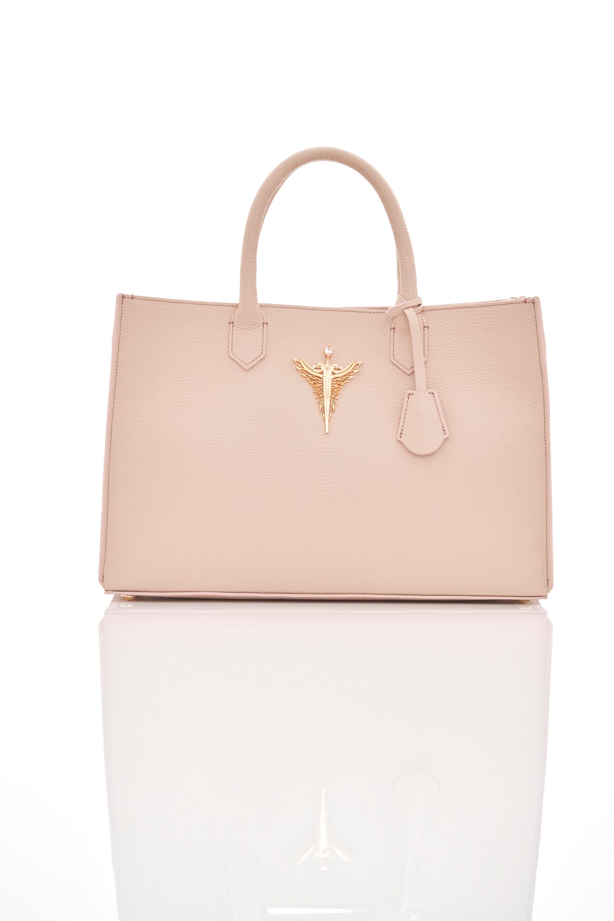 blush nude michael genuine leather women's tote bag front