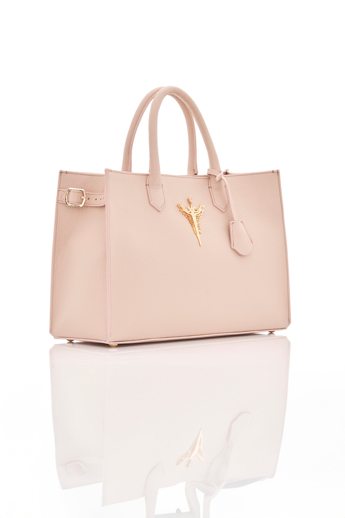 blush nude michael genuine leather women's tote bag side
