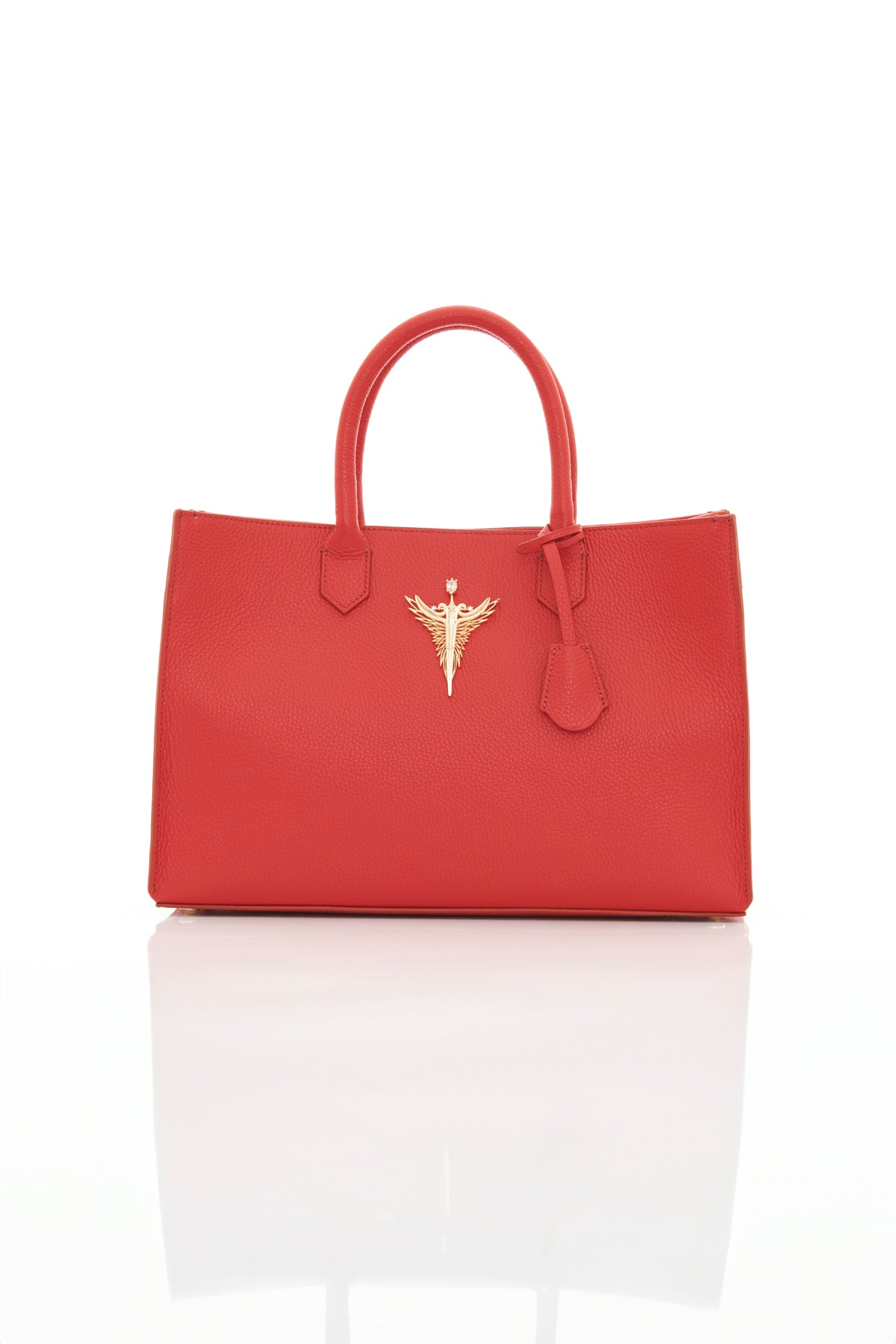 red michael genuine leather women's tote bag front
