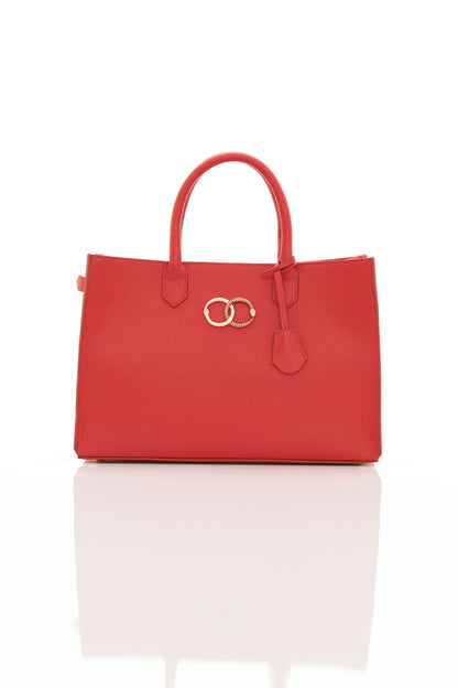 red ouroboros genuine leather women's tote bag front