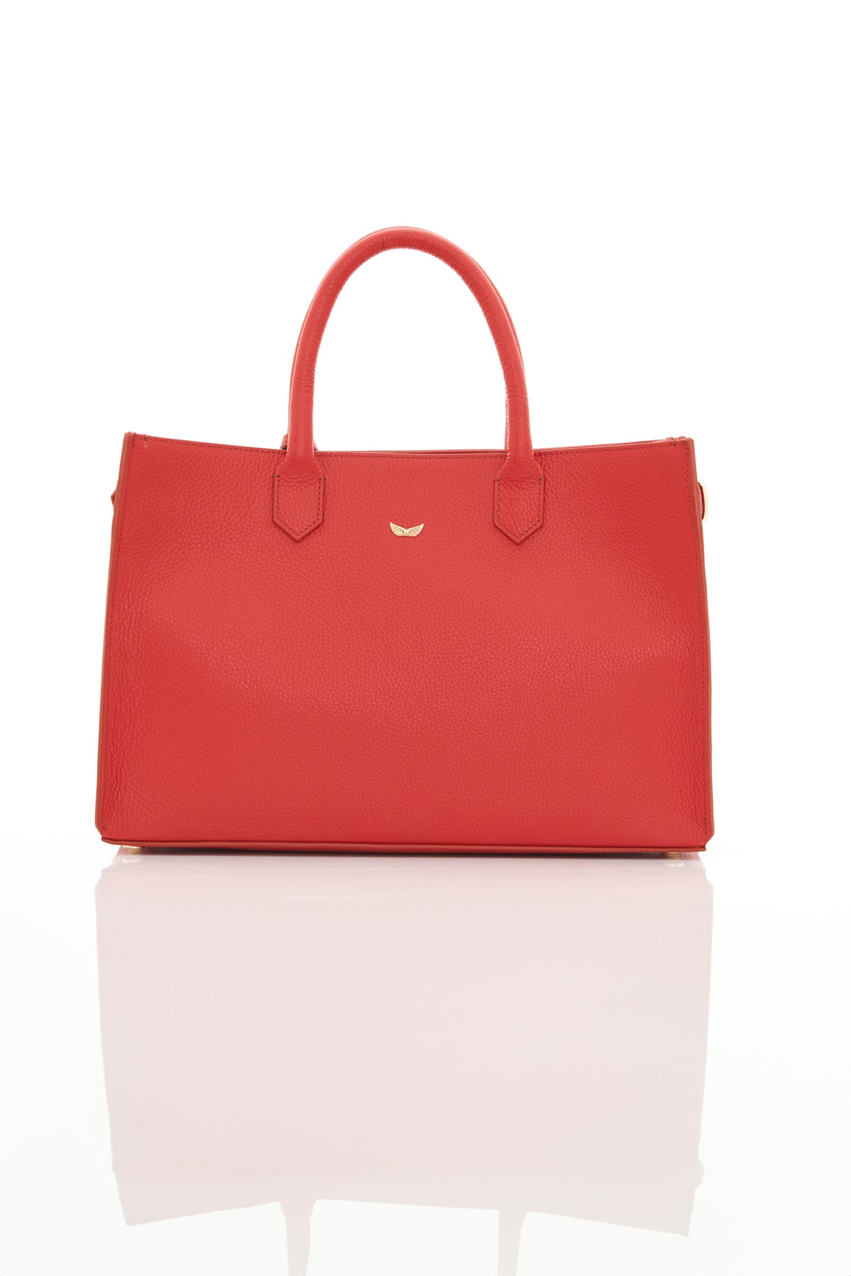 red michael genuine leather women's tote bag back