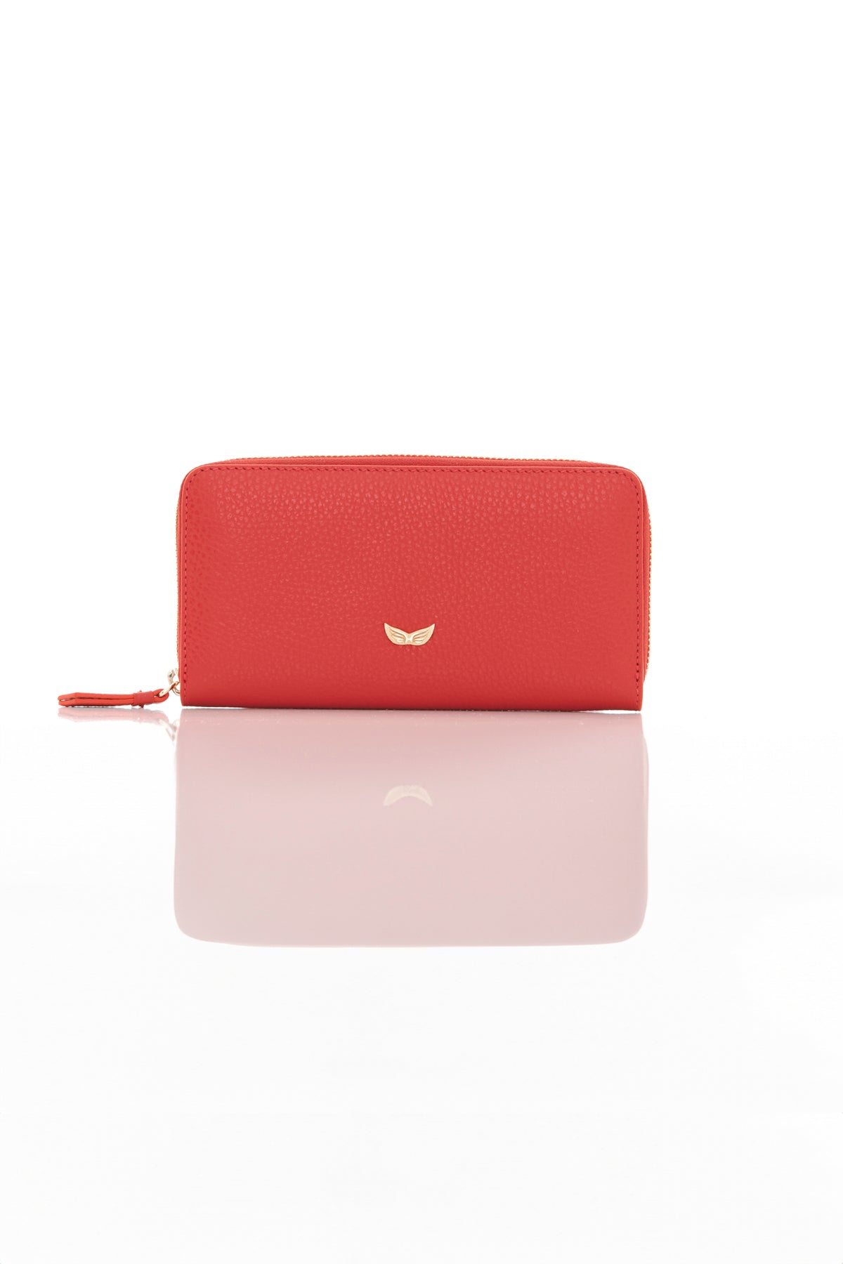 red michael genuine leather women's wallet back