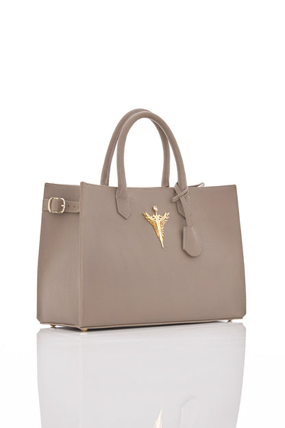 taupe michael genuine leather women's tote bag side