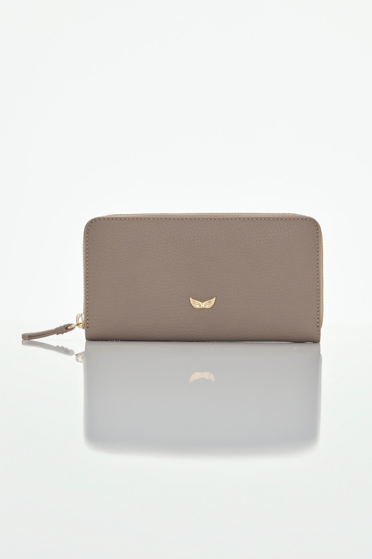 taupe michael genuine leather women's wallet back