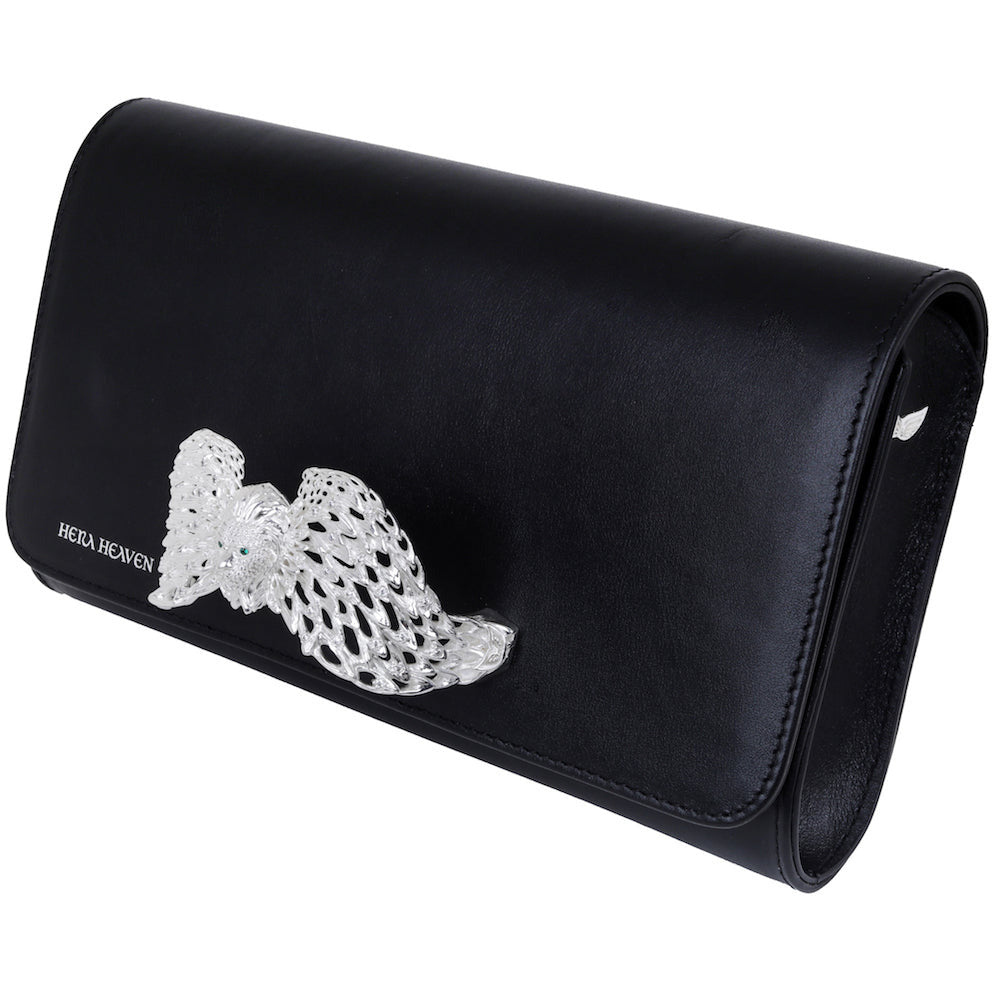 Black Ariel genuine leather women's clutch bag side