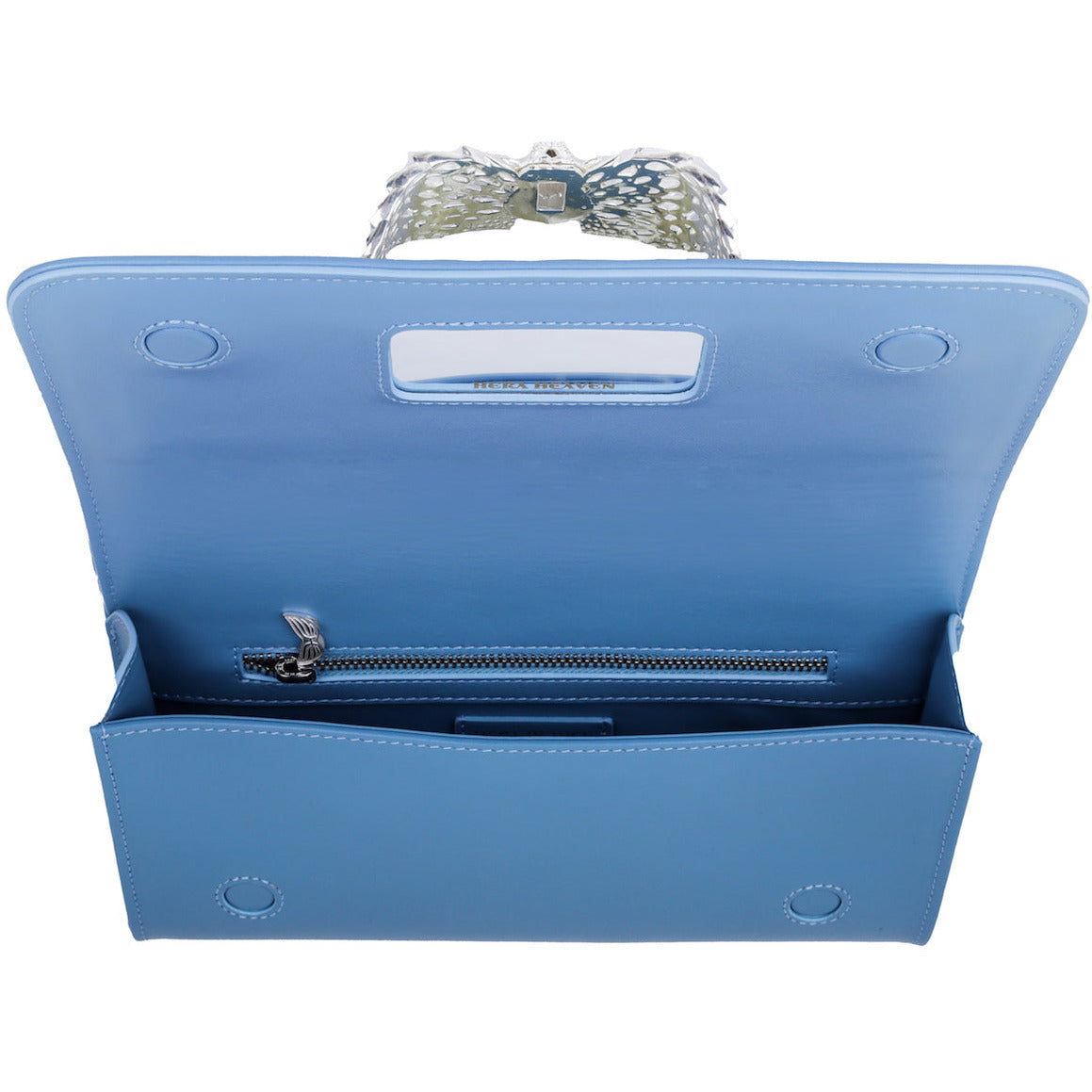 Blue Ariel genuine leather women's clutch bag inside