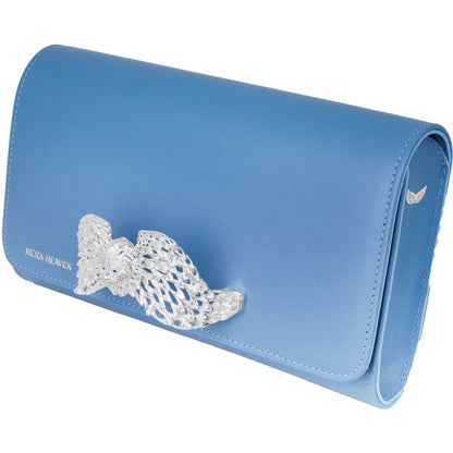 Blue Ariel genuine leather women's clutch bag side