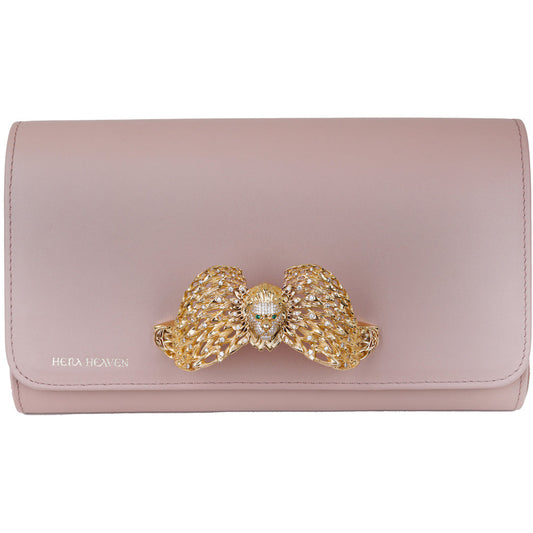 Nude Pink Ariel genuine leather women's clutch bag front
