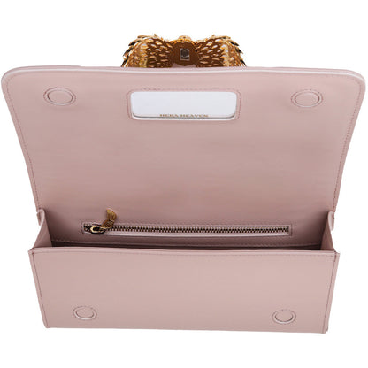 Nude Pink Ariel genuine leather women's clutch bag inside